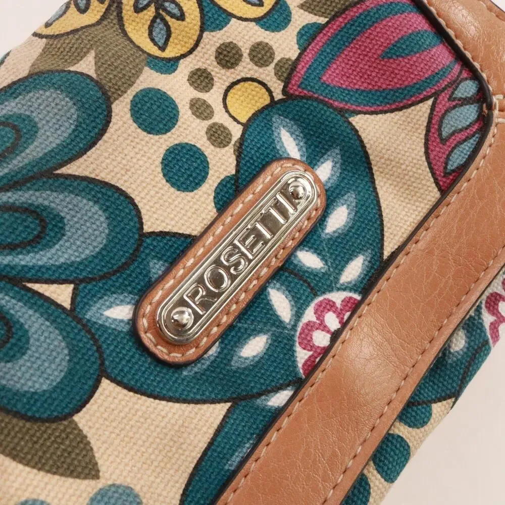 Rosetti Crossbody Handbag Women Multicolor Teal Brown Floral Lined Purse Bag